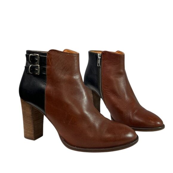 MADEWELL Reid Black & Brown Leather Ankle Boots $228 Women’s Size 7.5 - Picture 1 of 10